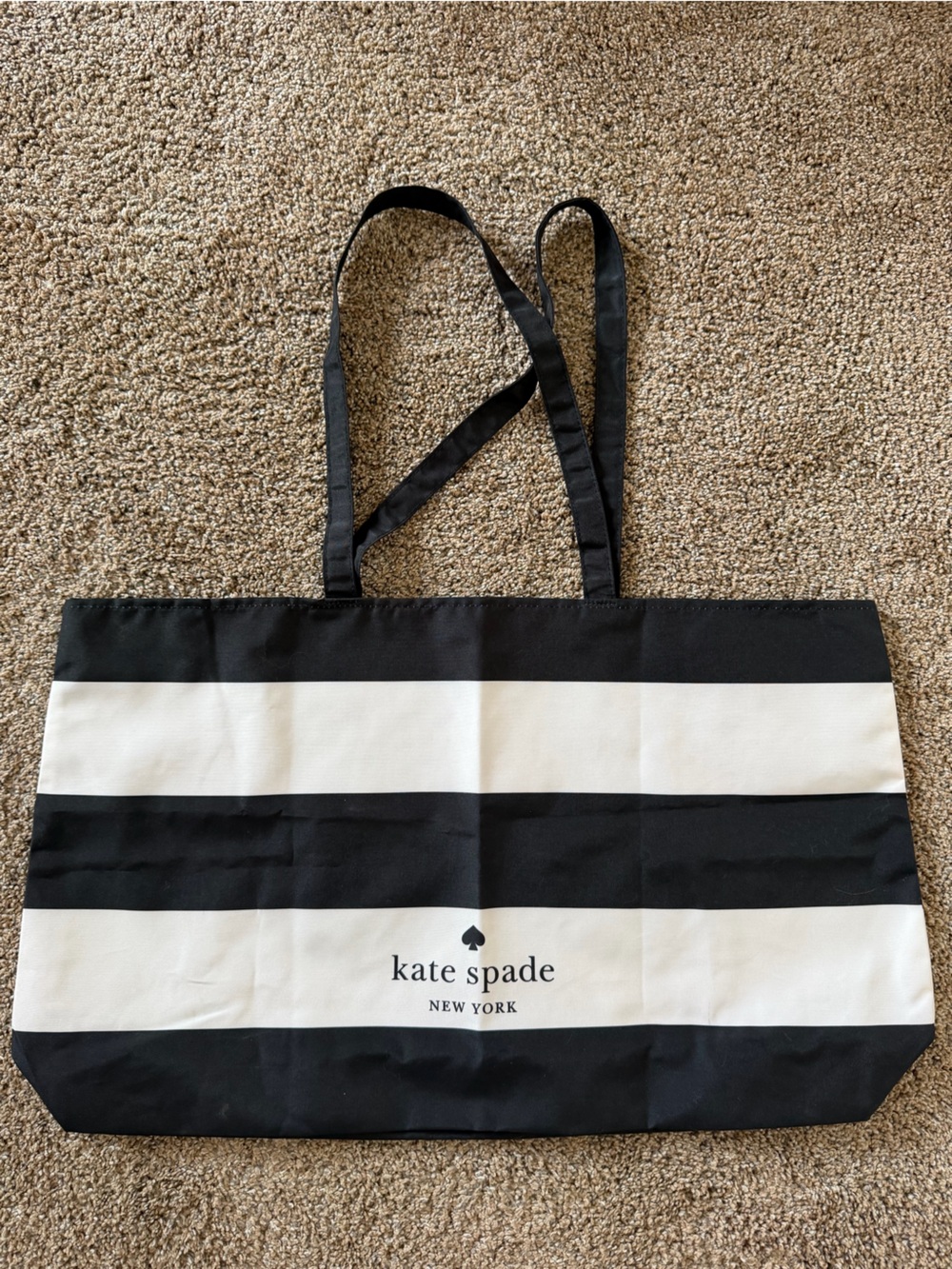 KATE SPADE NEW YORK Black & White Stripe Canvas Tote